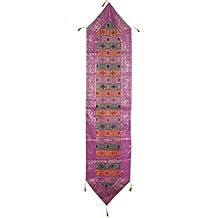 Mogul Interior Indian Hand Art Designs Pink Silk Sari Wedding Decoration Table Runner 72"x16"