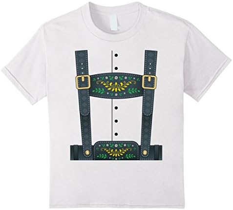 Kids Lederhosen Oktoberfest T-Shirt or Halloween Costume 12 White