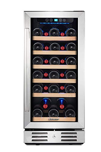 Kalamera-15-Inch-Wine-Refrigerator-Cooler-31-Bottle-Built-in-or-Freestanding-with-Stainless-Steel-Double-Layer-Tempered-Glass-Door-and-Temperature-Memory-Function