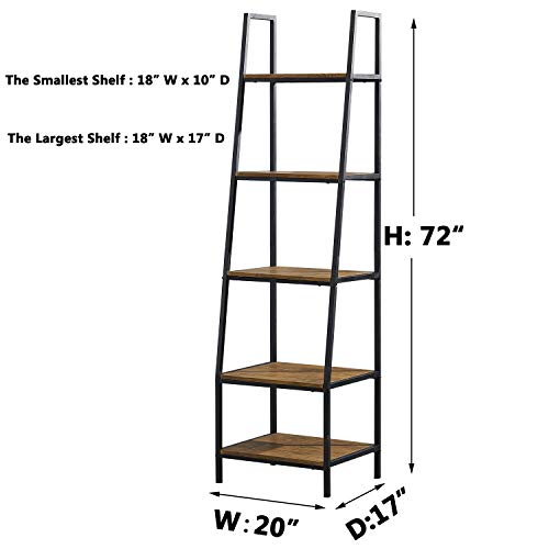 O&K FURNITURE 5Tier Ladder Shelf, Ladder Shelves, Industrial Style