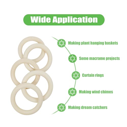 10 Pcs 100mm/3.9inch Unfinished Wooden Rings, Natural Wood Rings for Crafts Making, Large Macrame Rings Without Paint, Pendant Connectors