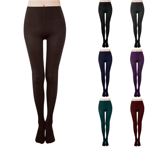 Angxiwan Warm Leggings for Women UK Thick Fleece Lined Connected Feet Leggings for Women UK High Waisted Gym Workout Gym Yoga Pants Thermal Thick Fleece Trousers Thermal Bottoms