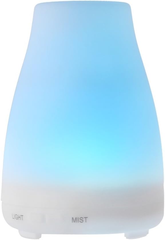 Aolestar 100ml Ultrasonic Aromatherapy Essential Oil Diffuser with 7 Color Changing LED Lamps and Mist Mode Adjustment