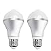 Aukora 9W Motion Activated LED Bulb - E26/E27 Motion Sensor Light Bulb Outdoor/Indoor LED Dusk to Dawn Bulbs with Motion Detector for Front Door Garage Basement Hallway Stairs(Cold White 2 Pack)