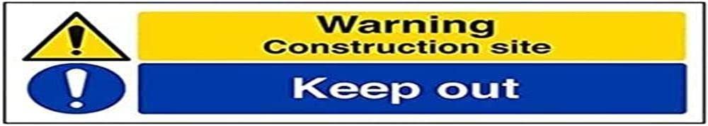 V Safety Eco Friendly Warning Building - Warning, Construction Site/Keep Out - 300 x 100 mm Safety Sign — image 1