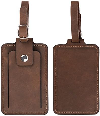 ONLVAN Executive Leather Luggage Tag with Snap Closure