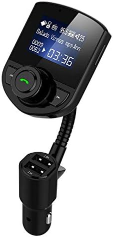 Wireless in-Car Bluetooth FM Transmitter Radio Adapter Car Kit W 1.44 Inch Display Supports TF/SD Card and USB Car Charger for All Smartphones Audio Players