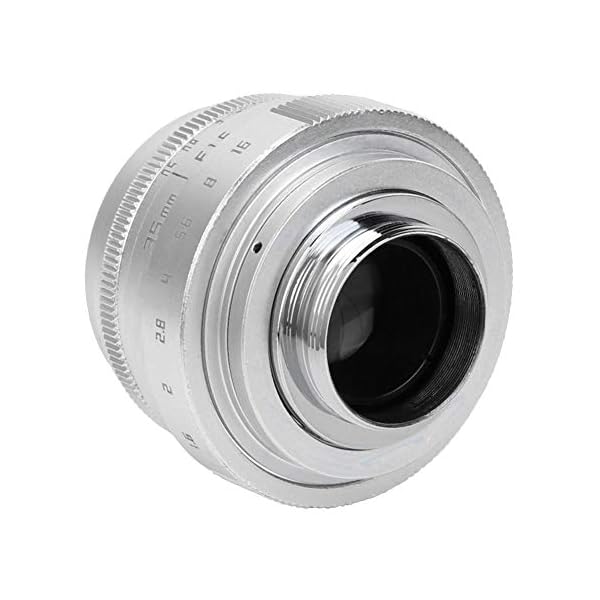 Kameraobjektiv, 35 mm F1.6 CCTV C-Mount Manuelles Digitales Objektiv mit Fester Apertur für Sony NEX, M4/3, FX(Silber) – Bild 5