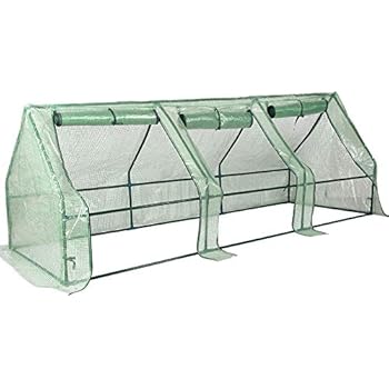 Sundale Outdoor Portable Gardening Steeple Mini Green House with PE Cover and Zipper Doors, Waterproof Hot Green House, UV Protection, Insect Prevention, 106.3