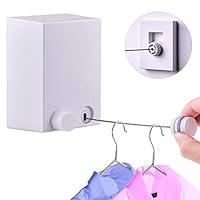 Hisome Retractable Clothesline, Adjustable Clothing Rope Indoor Outdoor, Heavy Duty Stainless Steel Line Wall Mounted Laundry Drying String, Hotel Style Clothesline 13.8 Feet with ABS Case+ Aluminum