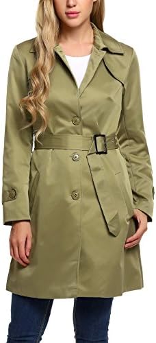 Anhoney Women's Casual Single Breasted Long Trench Coat With Belt