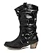 Refresh Wild-02 BLACK Women's Mid calf Cowboy boots with distressed PU upper (10)