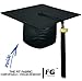 College Fashion Graduation Cap Gown Tassel 2017 Year Charm, Set Shiny, size 45 black