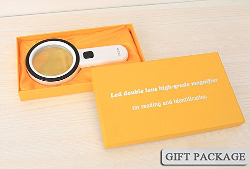 30X High Power Handheld Magnifying Glass with Led Light, Double Glass Lens Jumbo illuminated Magnifier Glasses for Reading, Soldering, Inspection, Coins, Jewelry, perfect for Macular Degeneration