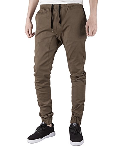 ITALYMORNKhaki Chino Joggers for Men Twill Stretch Casual Pants with Pockets