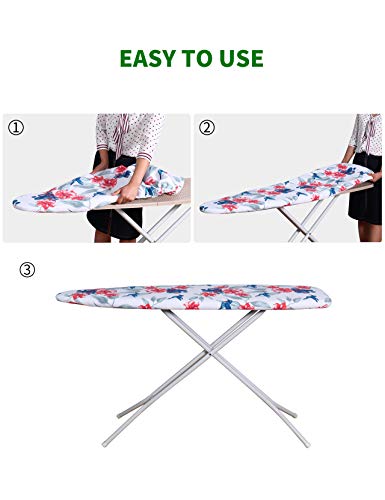 Sunkloof Scorch Resistance Ironing Board Cover and Pad Resists Scorching and Staining Ironing Board Cover with Elasticized Edges and Pad 15"x54" 4 Fasteners and 1 Large Protective Scorch Mesh Cloth