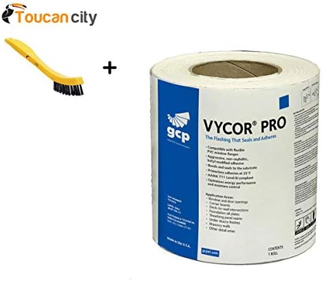 Toucan City Tile and Grout Brush and GCP Applied Technologies 4 in. x 75 ft. Vycor Pro Fully-Adhered Butyl Flashing 5003629