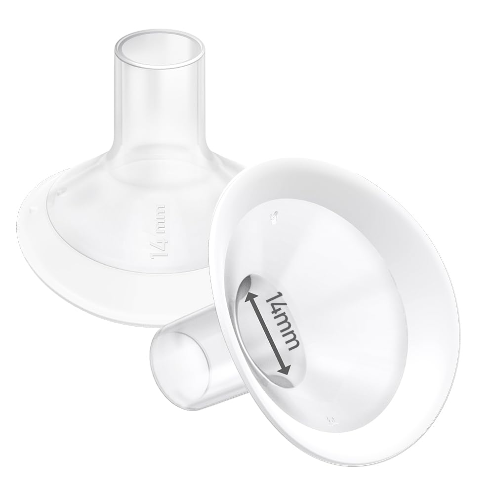 Photo 1 of 2pcs 14mm Soft Rim Flanges with 106 Degree Wider Opening Angle for Medela Breast Pump, PersonalFit, Freestyle, Maxflow, Freestyle Flex Swing Maxi Connector, Lansinoh Signature Pro