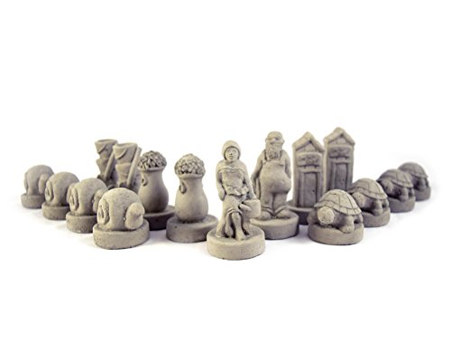American Made Heavy Cast Stone Outdoor Chess Set with Garden Motif, 16.5" - Thumbnail 5