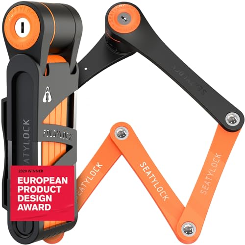 FoldyLock Compact Fahrrad Faltschloss – Patentiertes Testsieger Fahrradschloss mit Schlüssel und Halterung für Hohe Sicherheit – Leicht und Sicher für