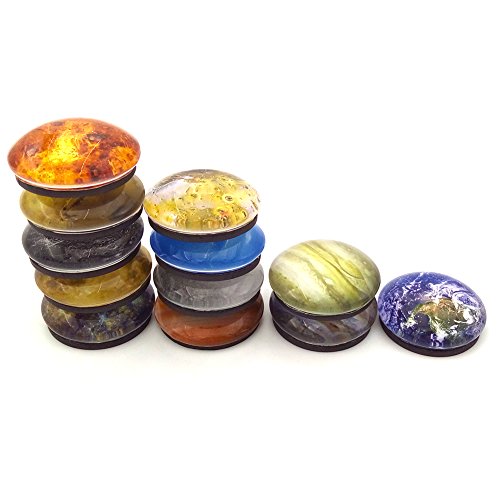 12 Planetary Series Fridge Magnets Beautiful Glass Creative Pushpins for Whiteboard Office Calendar Decorative Popular Home Wall Décor Set (12 Planetary)