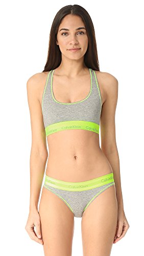 Calvin Klein Women's Modern Cotton Bralette, Grey Heather/Bright Flash, Medium