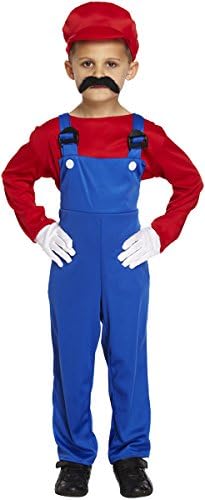 Boys Kids Super Mario Brothers Luigi Fancy Dress Costume Size Small 4-6 Years Workman Builder Plumber Red