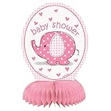 6" Mini Pink Elephant Girl Baby Shower Centerpiece Decorations, 4ct