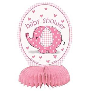 Image of 6" Mini Pink Elephant Girl Baby Shower Centerpiece Decorations, 4ct