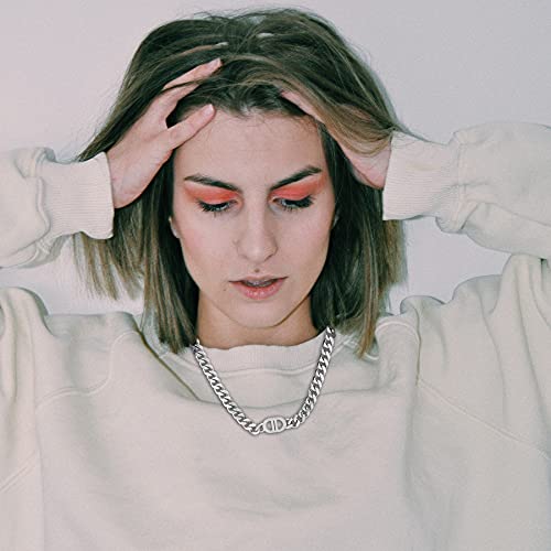 Pinsparkle 8mm Cuban Link Chain For Men Women,Silver Chain For Men Women,Silver Plated 316L Stainless Steel Chain Necklaces,Special Double D Design