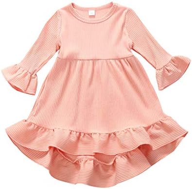 Saxizeo キッズ服 女の子 ワンピース ベビー服 無地 長袖 こども フィッシュテール おしゃれ かわいい 新生児 永遠の定番 赤ちゃん カジュアル 子供服 可愛い チュニック 普段着 春秋冬 キッズ 卒業式 ドレス 人気 スカート ガールズ チュチュ 入学式