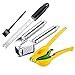 Garlic Press Citrus Squeezer Zester Kitchen Utensil Set 3-pack, Premium Metal Lemon Lime Press Juicer Stainless Steel Professional Garlic Ginger Smasher Cheese Grater