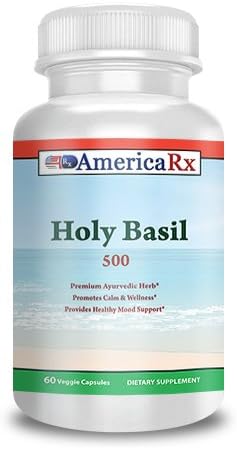 Holy Basil Tulsi Leaves Extract 500mg Veggie Capsules 60 ea