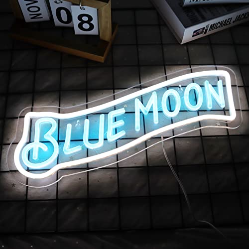 JFLLamp Blue Moon Neon Signs For Wall Decor Neon Lights For Bedroom Led