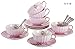 Jusalpha Porcelain Tea Cup and Saucer Coffee Cup Set with Saucer and Spoon Set of 6 (FD-TCS04 (6) Pink)