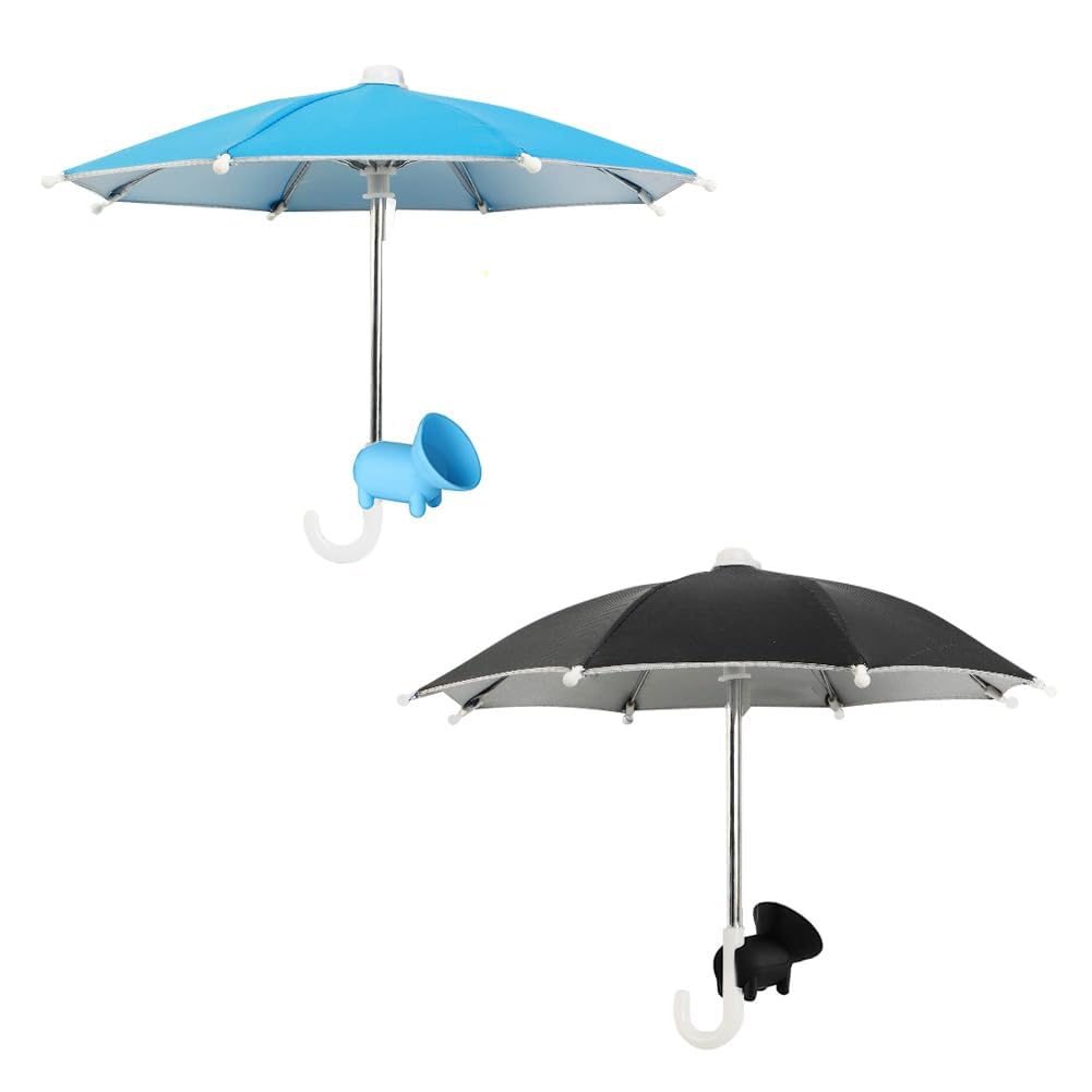 SIEBOLD 2 Pcs Mini Phone Umbrella With Suction Cup Stand,Umbrella For Phone,Phone SunShade Umbrella,Doll Umbrella for Garden,Outdoor,Beach umbrella for phone Sunshade