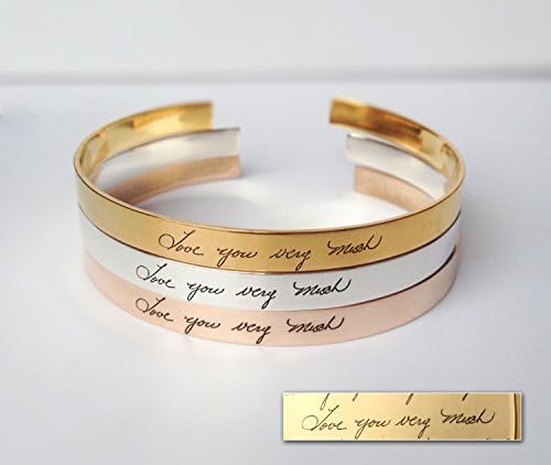Actual Handwriting Cuff Bracelet - Personalized Signature Bracelet in Silver, Gold, Rose Gold - Meaningful Wedding Gifts