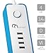 ONSMART USB Surge Protector Power Strip, 4 Multi Outlets with 4 USB Charging Ports, 3.4A Total Output-600J Surge Protector Power Bar, 6 ft Long UL Cord, Wall Mount-Blue…
