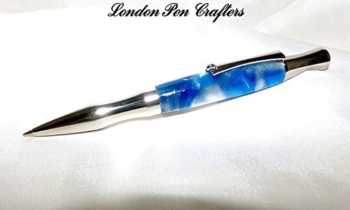 Hand Crafted PRINCETON Twist Pen Ballpoint pen w/Sky Blue Haze Kirinite & Chrome Hardware