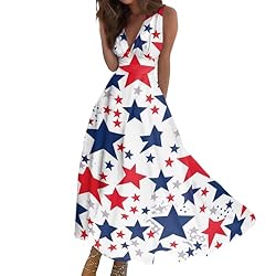 CHRATLHI Red White and Blue Dress for Women