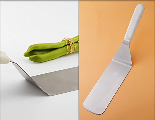 LU2000 Kitchen and Cook Metal Spatula, Heavy Duty 15 Inches Long Spade Cooking for BBQ Kitchen Baking Scraper Barbecue Help Spatula Stainless Pizza Big Size Cake Shovel - White