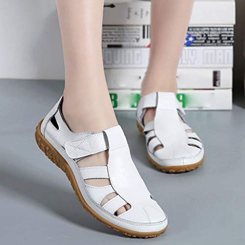 Women Soft Sandals,❤️FAPIZI Retro Closed Toe Versatile Flat Shoes Casual Comfy Breathable Walking Trekking Shoes Sandals White