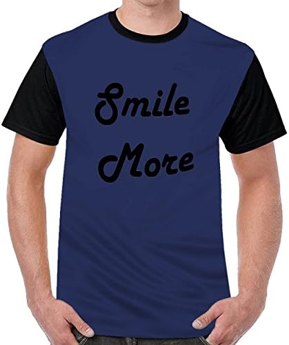 dextrad Smile More Men Printing O-Neck t Shirts Top Blouse Shirt Navy