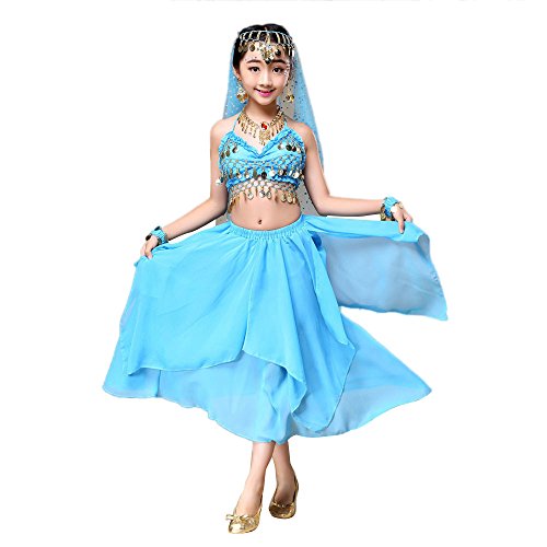 iLOOSKR Tops Plus Skirts Belly Dance Dance Costumes Performance Training Costumes for Kids