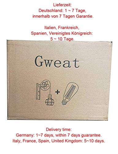 Gweat Wandlampen in Industriële stijl, loft-stijl, creatieve retro gangverlichting, wiel met riem, E27-fitting - Afbeelding 3