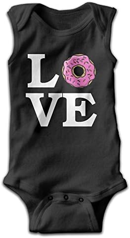 Newborn Infant Baby Boys Girls Outfits Love Donuts Sleeveless Romper Jumpsuit Playsuit Clothes T-shirt 24 Months Black