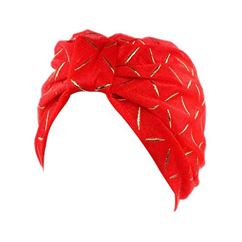 Muslim Women's Cap TOOPOOT Silk Yarn Turban Cancer Chemo Hats (red)