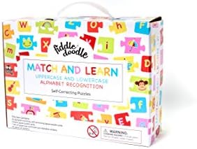Match and Learn Alphabet Recognition Self-Correcting Educational Puzzles for Uppercase and Lowercase Alphabets with Bonus Blank Puzzle Pieces and Stickers for preschoolers and toddlers - Ages 3+