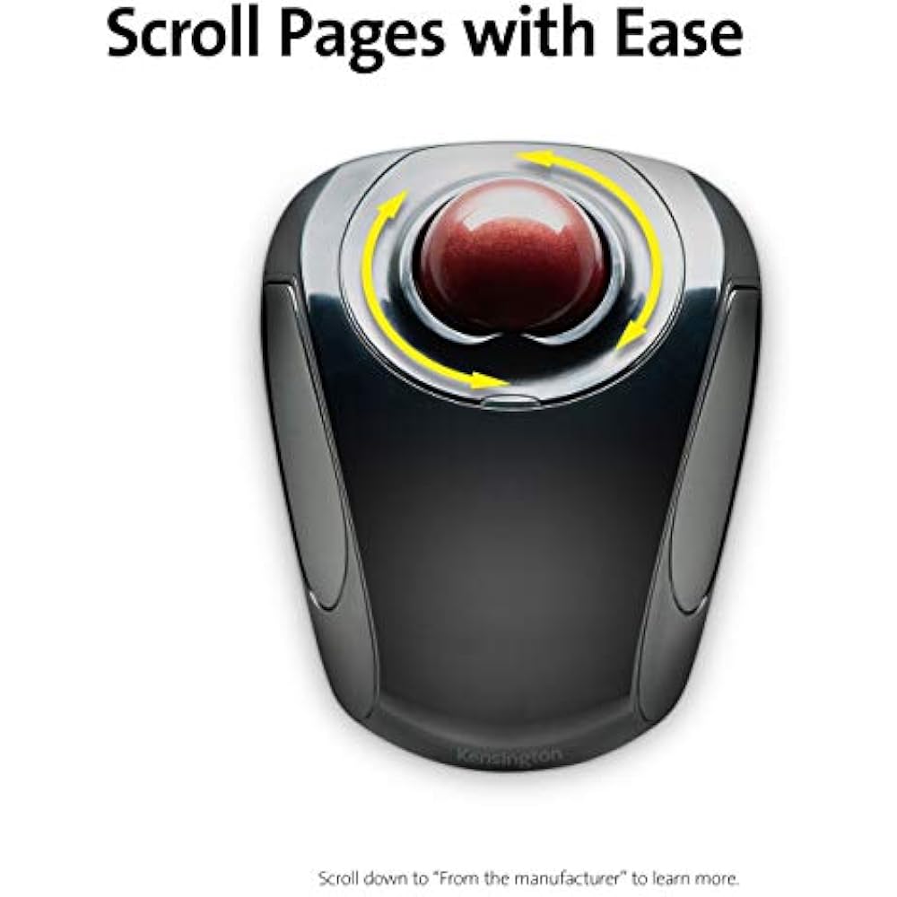 Kensington Trackballs Orbit Wireless Mouse With Touch Scroll Ring