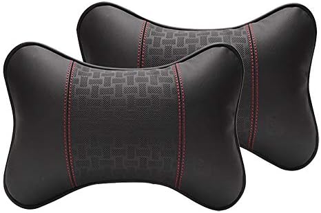 awave bloom Car Neck Pillow, Car Seat Neck Rest, Auto Headrests Cushion Universal Leather Head Support Pillow, for Car,Office,Home,2 Pcs Black